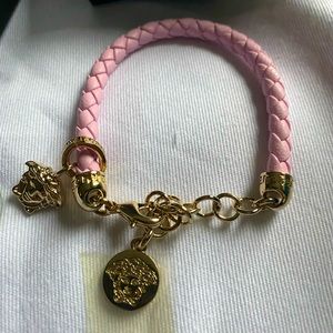 Versace Medusa Leather Bracelet in Pink